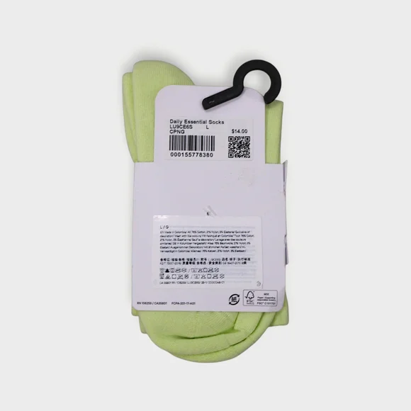 LULULEMON  Daily Essential Socks Unisex Quarter Length Size L CPNG NEW - Picture 3 of 5